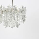 1 of 2 large ice glass chandeliers by Murano, Kalmar, Austria, 1960s
