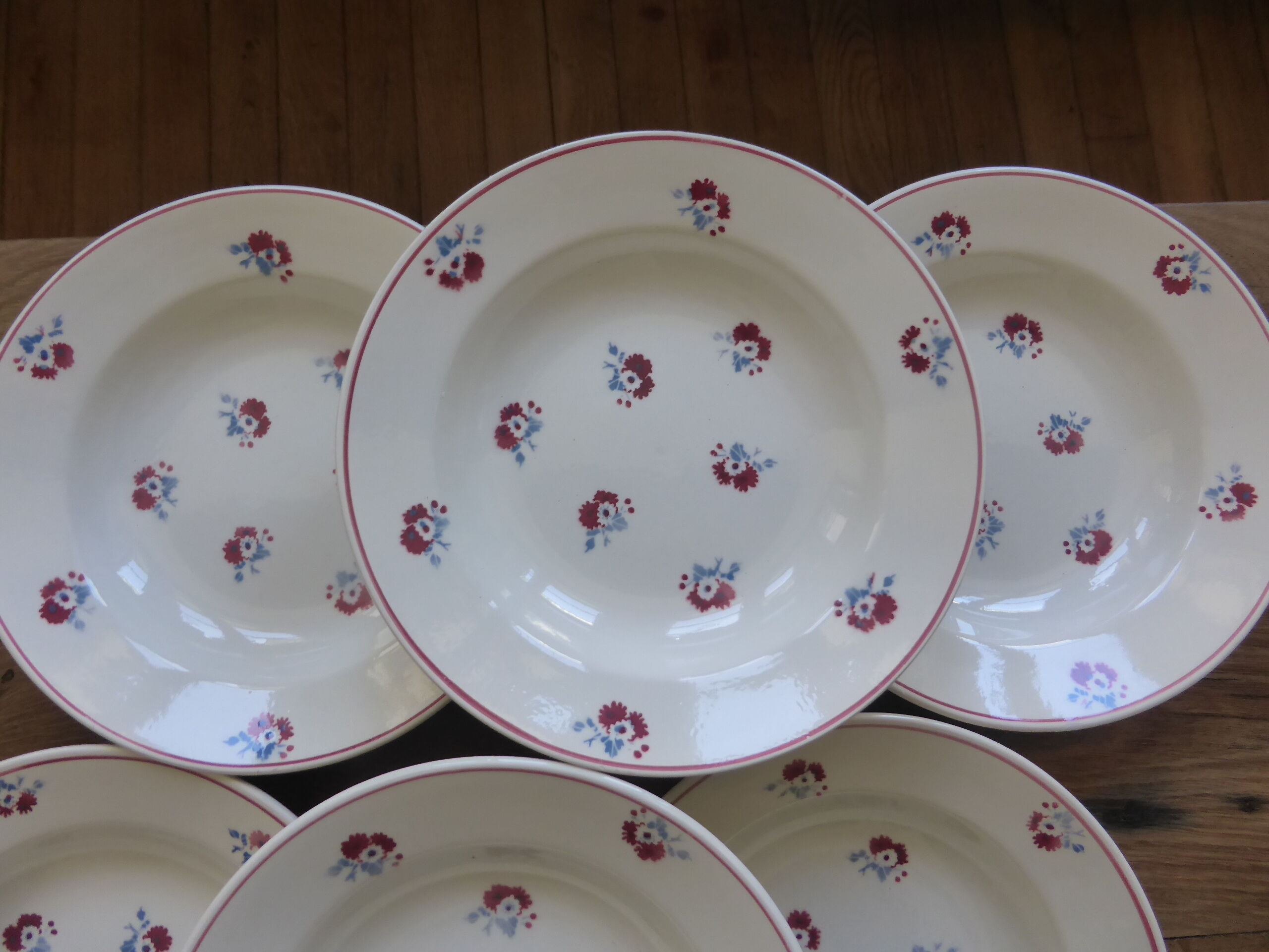 6 assiettes creuses vintage de la manufacture de Pexonne modèle Christiane en porcelaine
