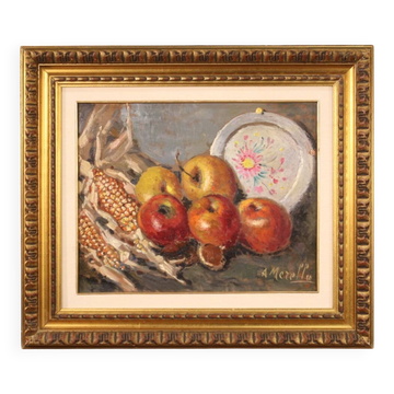 Tableau italien nature morte signé A. Merello du 20ème siècle