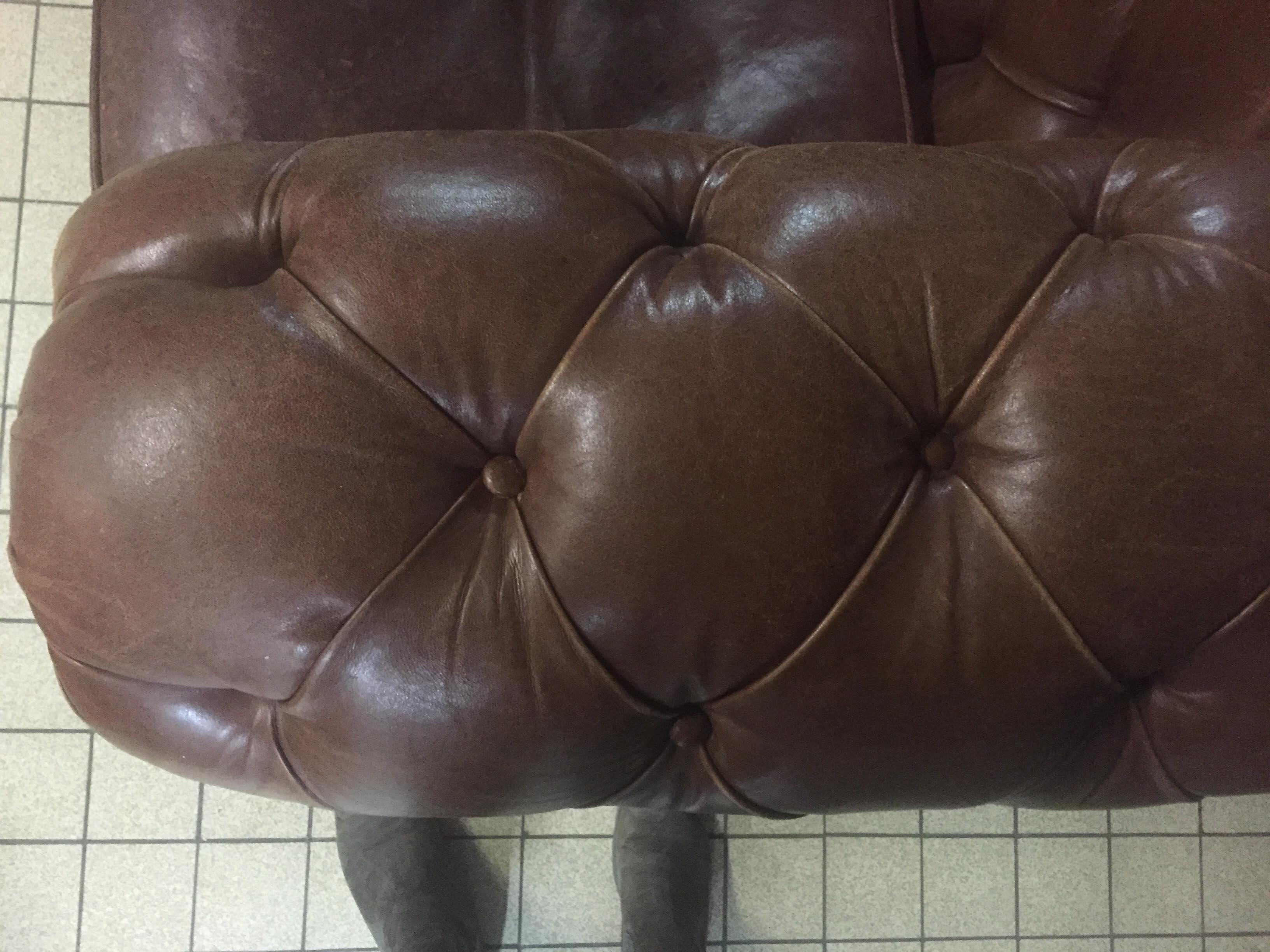 Chesterfield style sofa in vintage brown leather