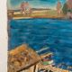 Oil on canvas "Rowboats on the dock"