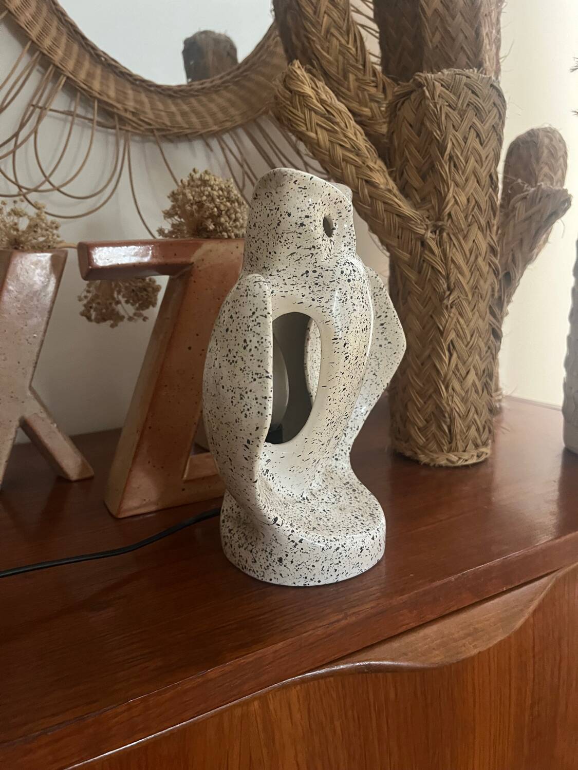 80s owl ceramic lamp