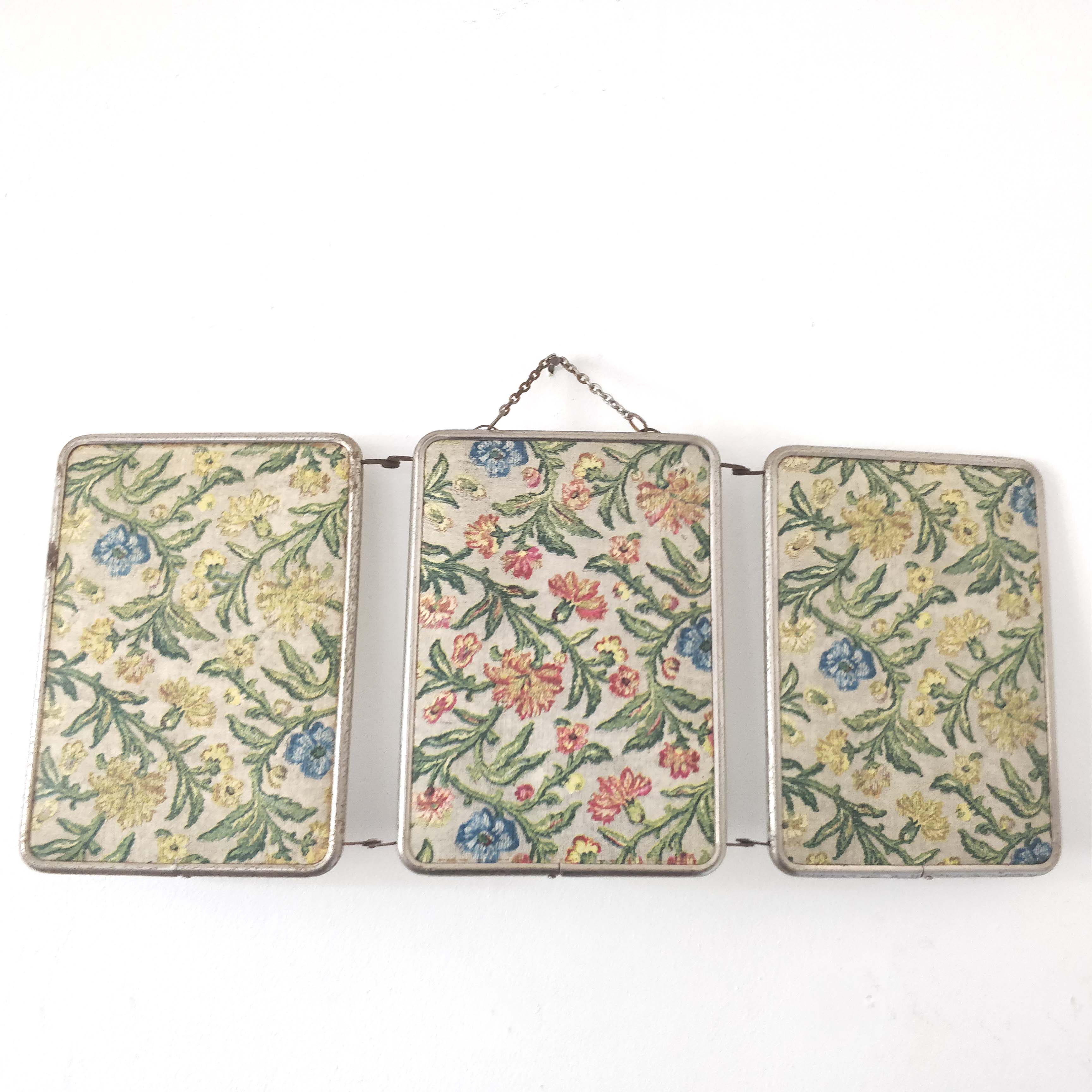 Mirror barber triptych patterns flowers 51x21cm