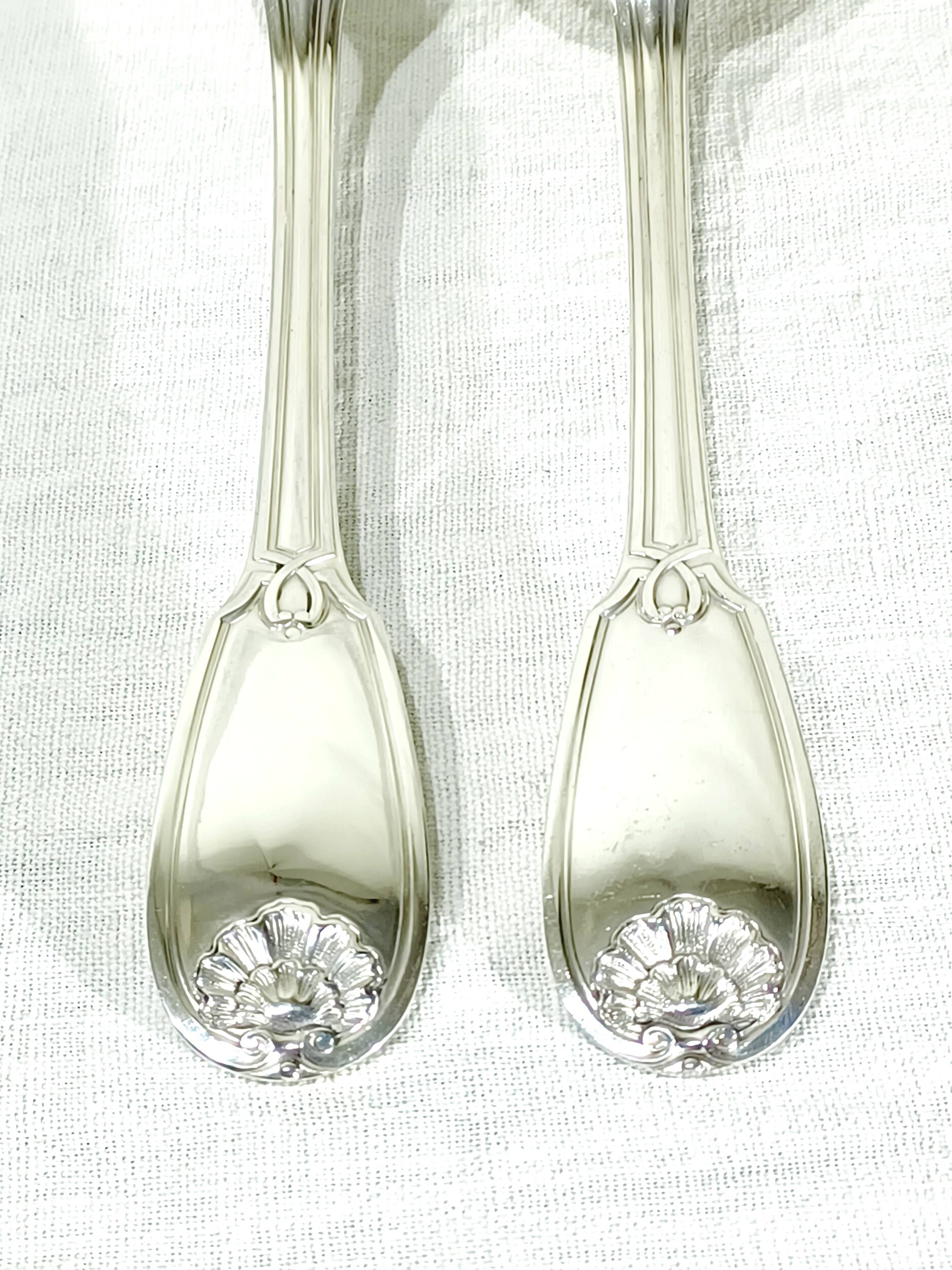 12 Louis XIV style silver cutlery sets