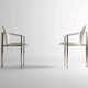 Postmodern dining chairs in steel and white leather, Belgium 1980s