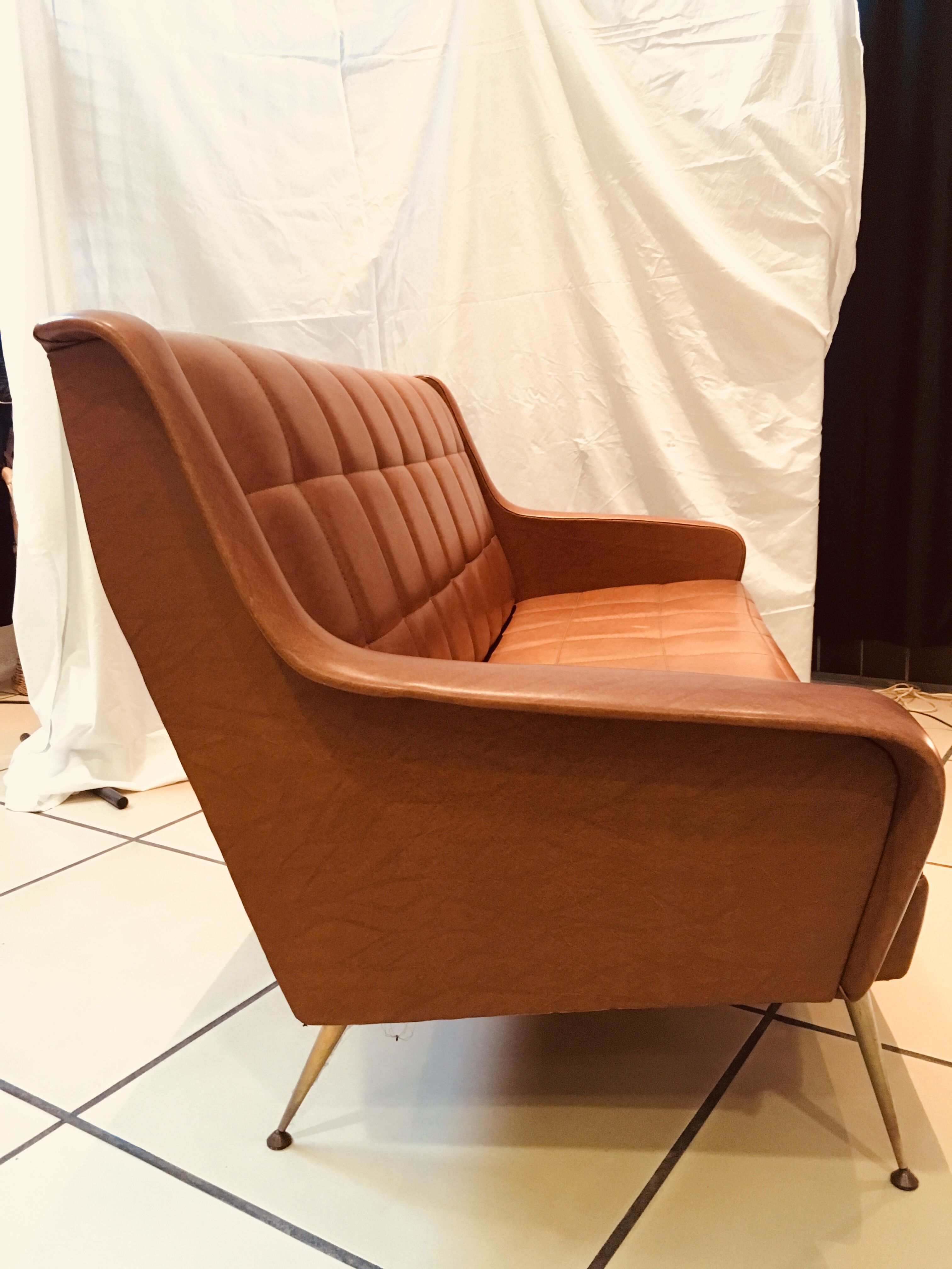 Rare model for this sofa 3 places 60 years in leatherette