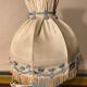 Ancienne lampe chevet corps opaline bleu + abat-jour crème vintage