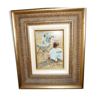 Oil on canvas the girl on the beach