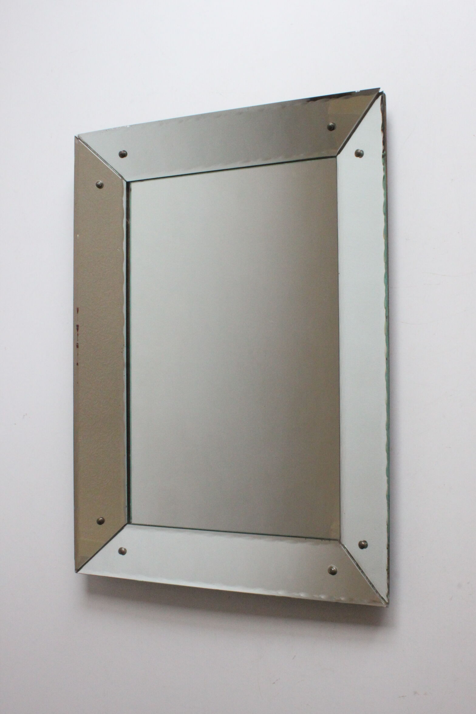 Art Deco box mirror with scalloped edges France 1930s
