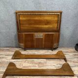 Art Deco period basket bed in walnut and chiseled bronze circa 1920