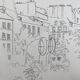 Ink on paper signed by Abdelkader GUERMAZ, Place Georges Pompidou, circa 1977
