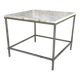 Square coffee table in marble and stainless steel - 1980s design