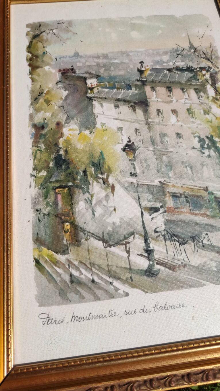 Tableau lithographie aquarelle sign e Selency Tableau lithographie aquarelle sign e Selency