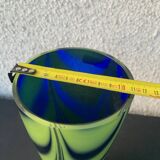 Vase verre soufflé vert et bleu
