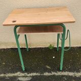Vintage green school desk from the 1960s-1970s.