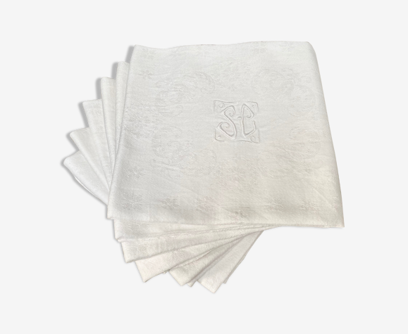 Lot de 6 serviettes damassées avec monogramme