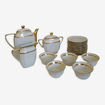 Tea set in white and gold Limoges porcelain