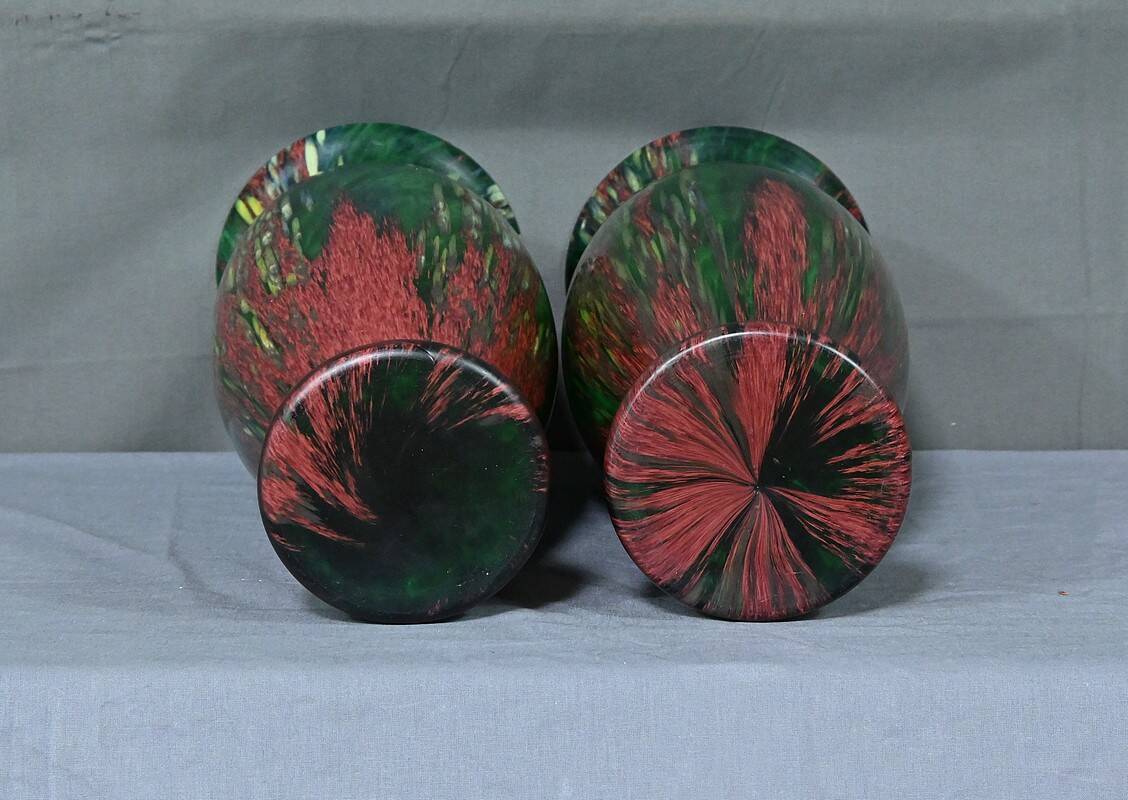 Pair of Glass Paste Vases – Mid 20th Century