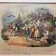 Grande gravure ancienne suisse « le départ pour la montagne »