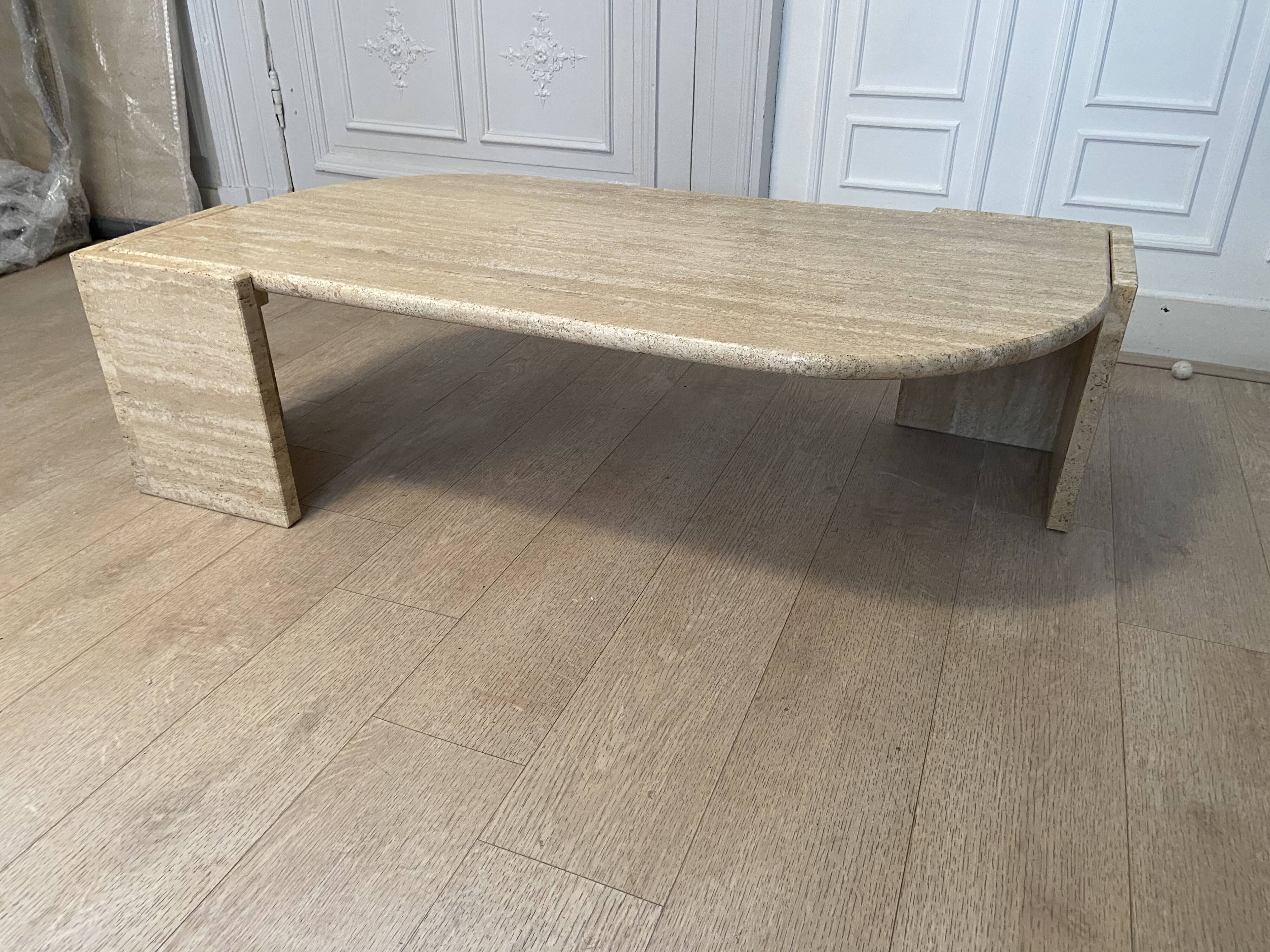 Drop of water coffee table in travertine, 1970