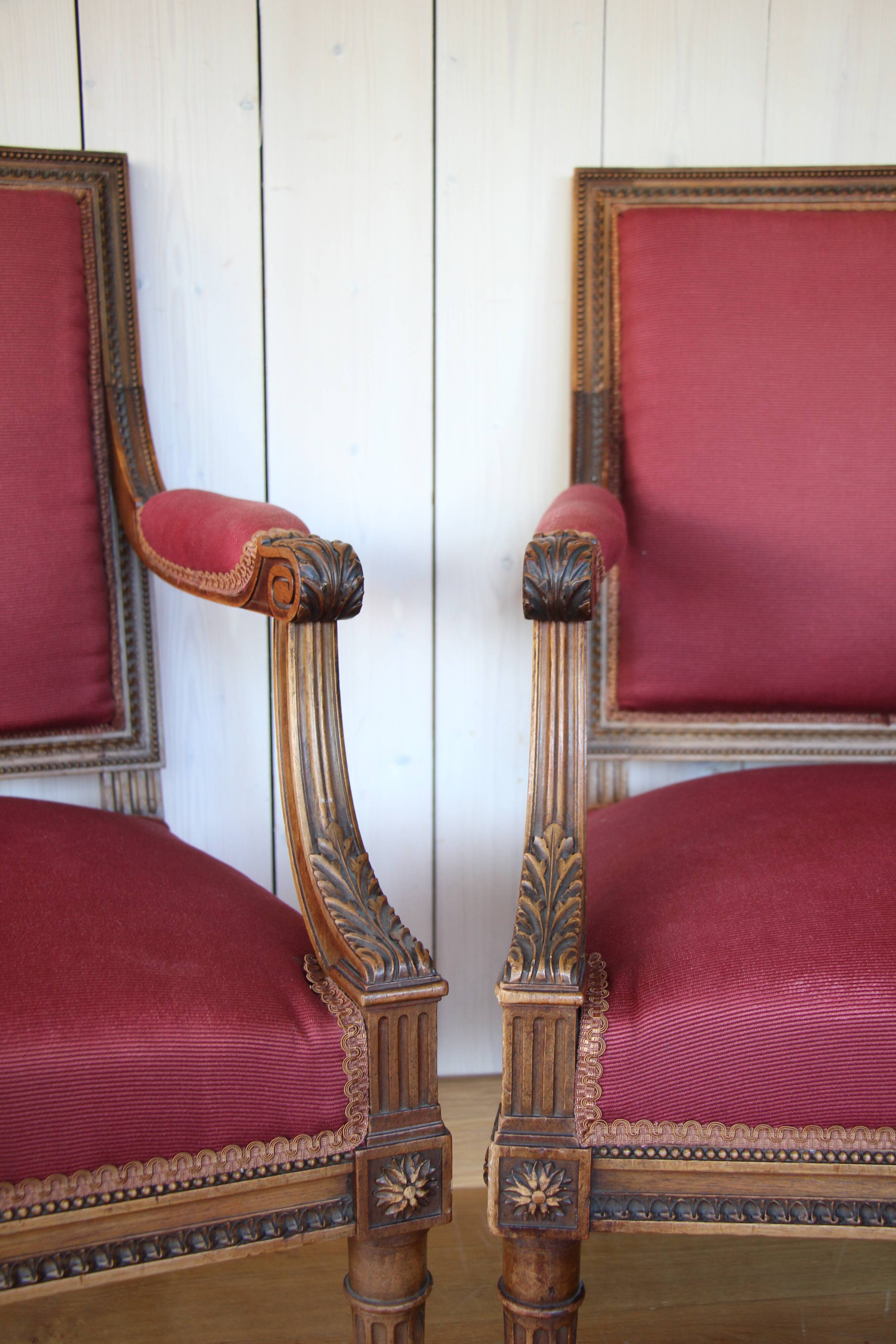 Pair of Louis XVI style armchairs