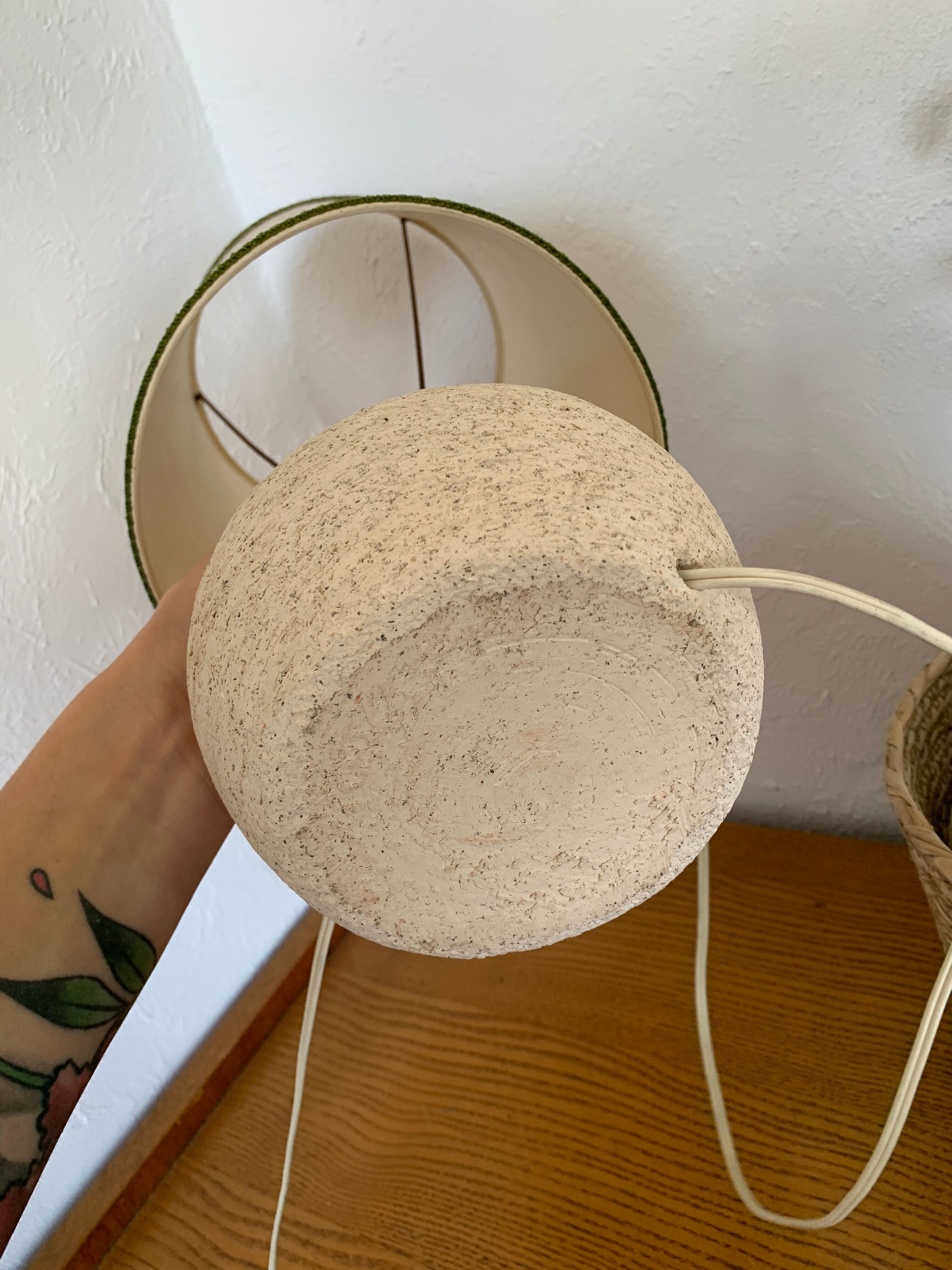 Vintage stone bedside lamp