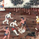 Ensemble de 3 peintures thaïlandaises, Rattanakosin, XIXème siècle