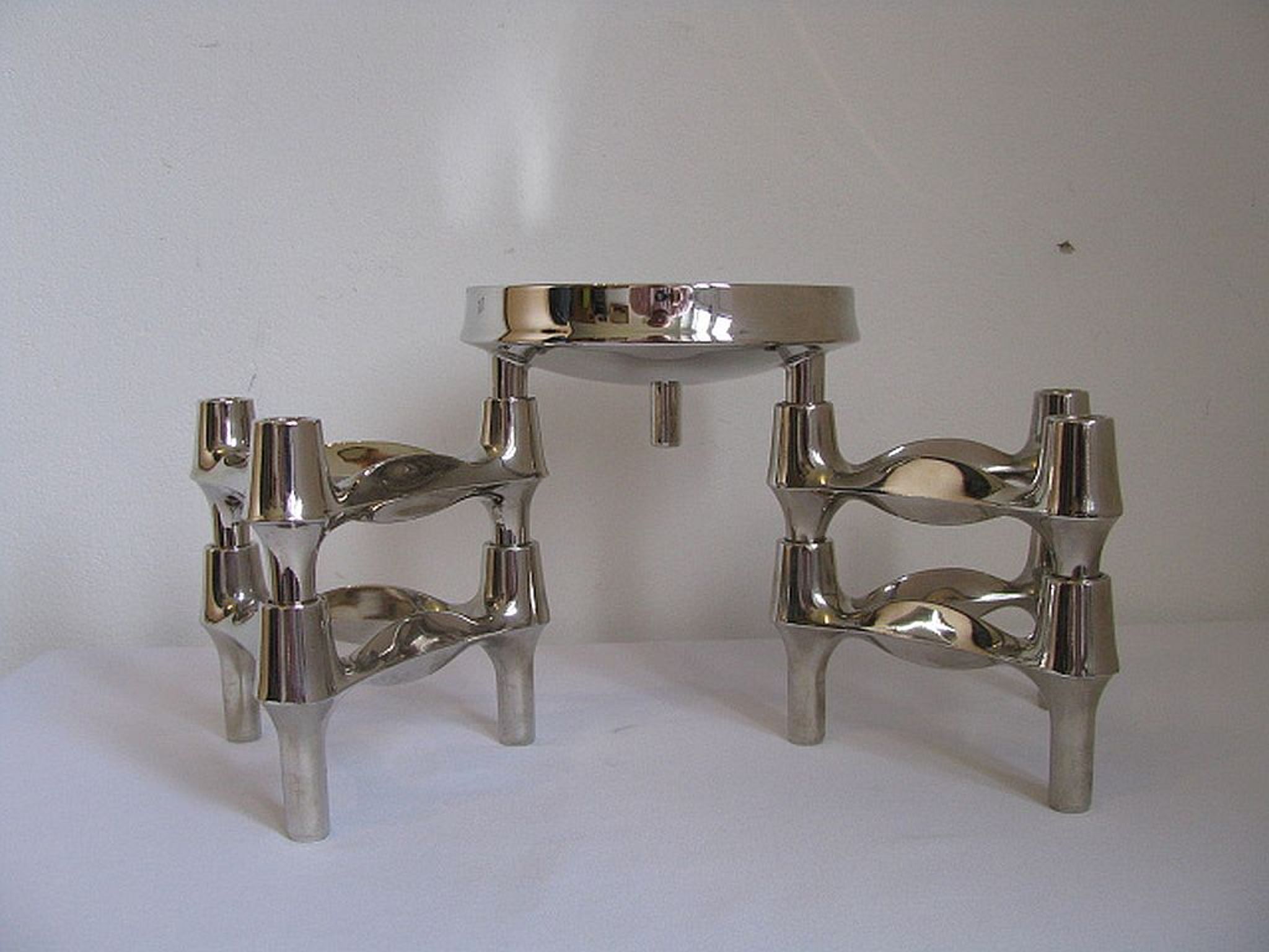 Set de bougeoirs modulaires Bmf édition argent conçus par Fritz Nagel & Ceasar Stoffi