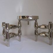 Set de bougeoirs modulaires Bmf édition argent conçus par Fritz Nagel & Ceasar Stoffi