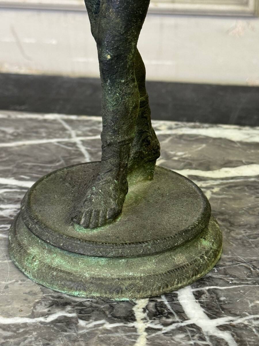 Bronze Narcissus after the antique, excavation patina, 19th century