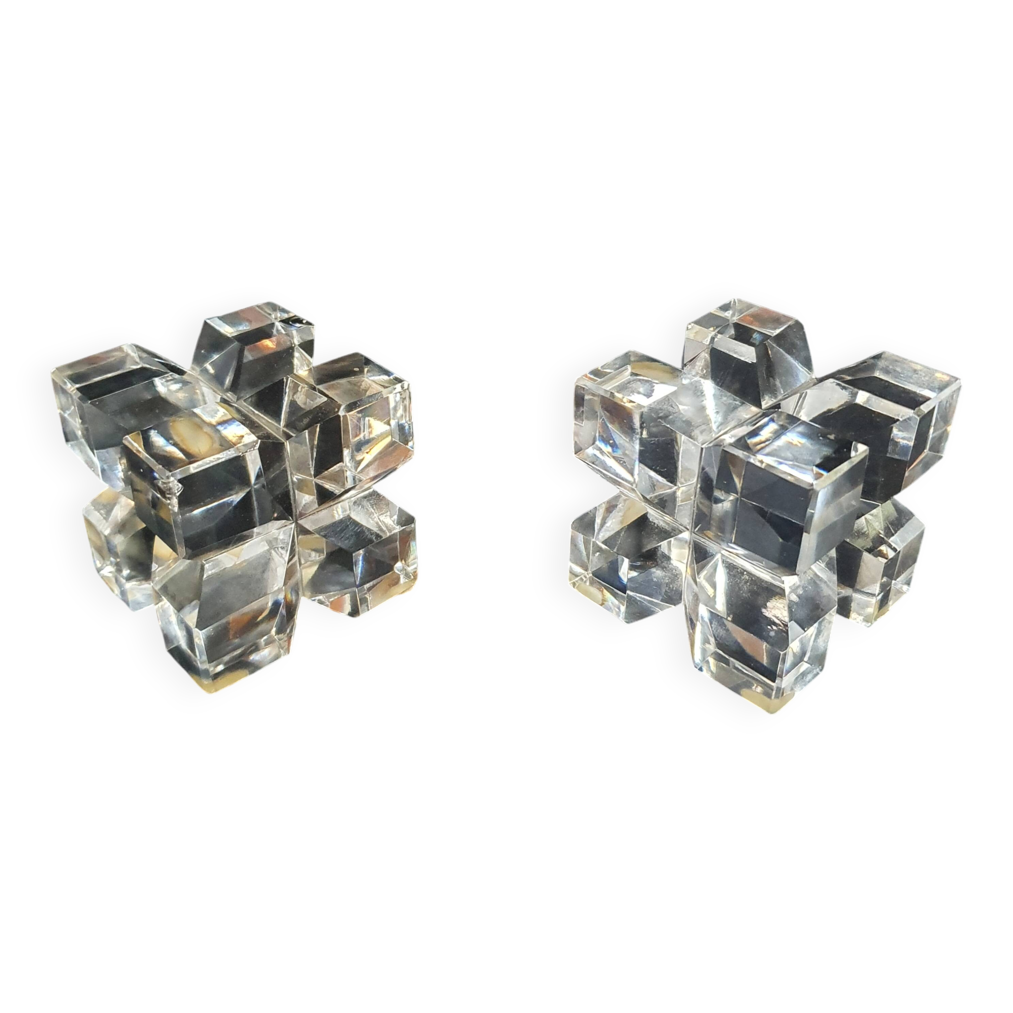 Two old vintage crystal cubes made in France