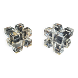 Two old vintage crystal cubes made in France