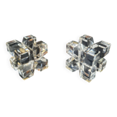 Two old vintage crystal cubes made in France
