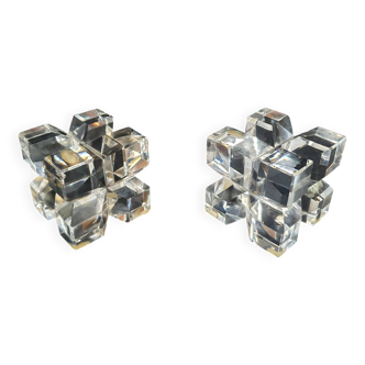 Deux cubes en Cristal made in France ancien vintage