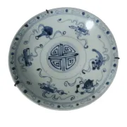 Chinese blue and white plate with shou character – Fujian, 19th c.