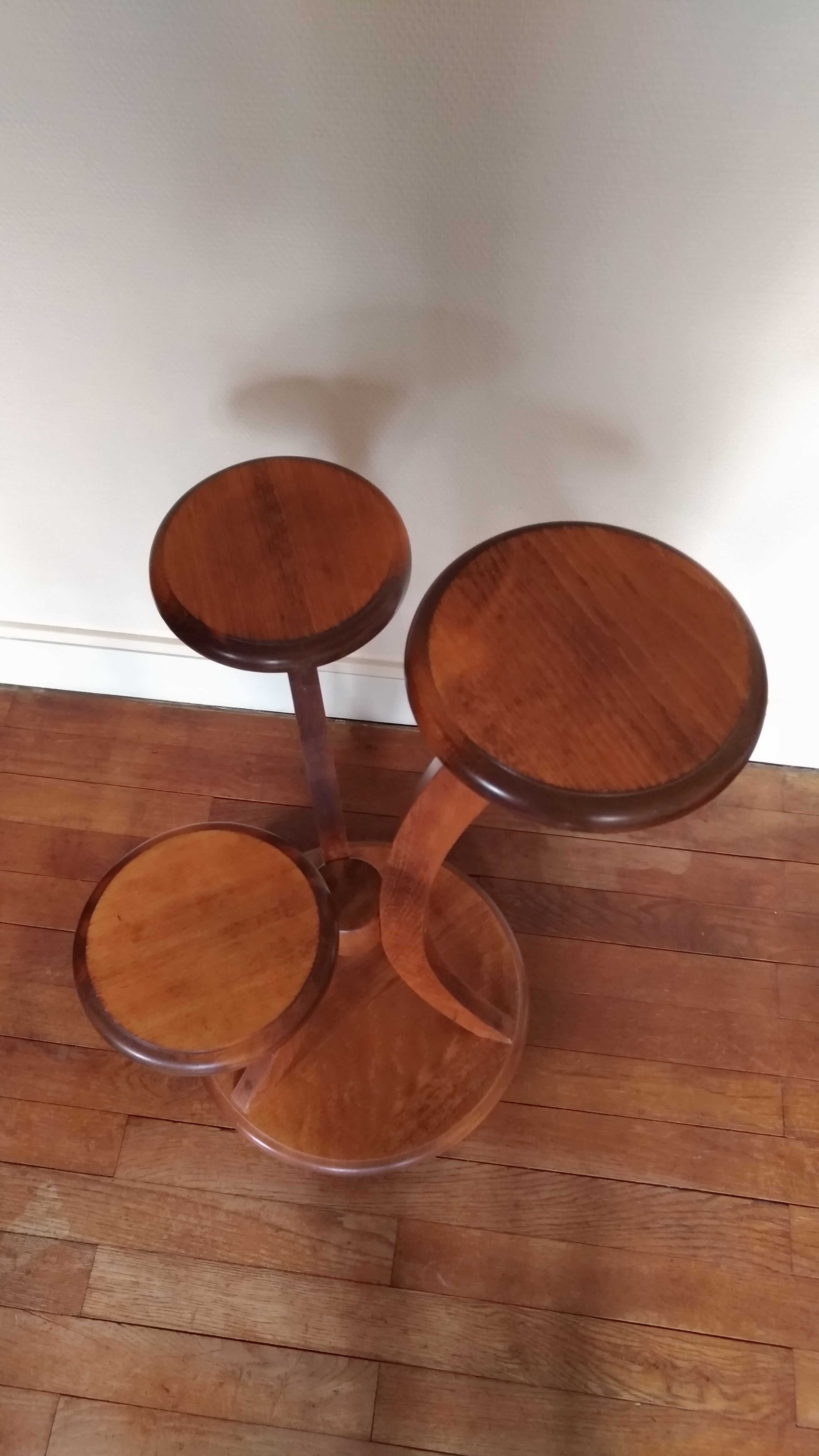Harness door plants three round wooden trays