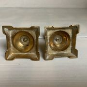 Pair of small brass candle holders