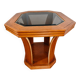 Octagonal side table in oak and glass – Art Deco style