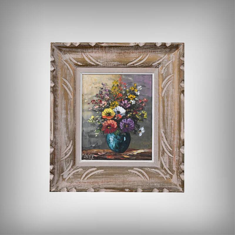 Painting "Floral Harmony" signed Reney – 1st part of the 20th century
