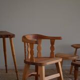 Set of 4 modern Norwegian armchairs by Krogenæs, solid pine, 1950s.