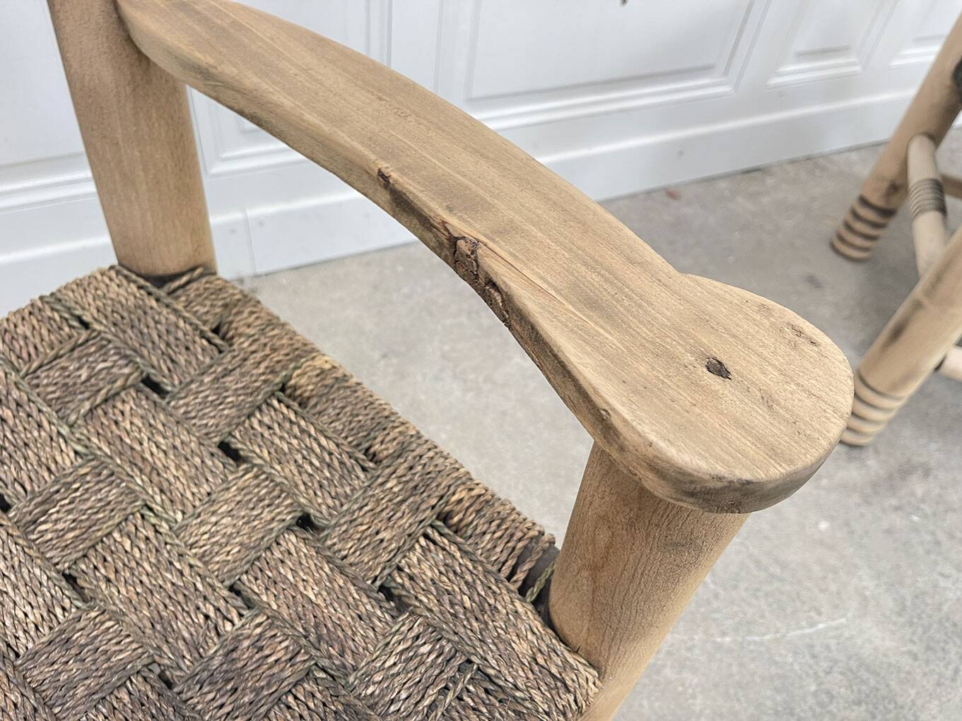 1950s bench in woven rope