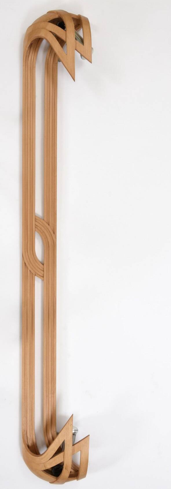 Vincent Gonzalez: sculpted curved wood wall light, 1970s design