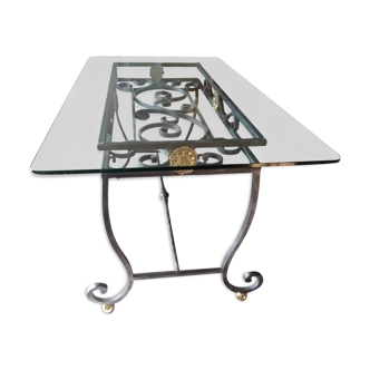 Wrought iron kitchen table with glass tray