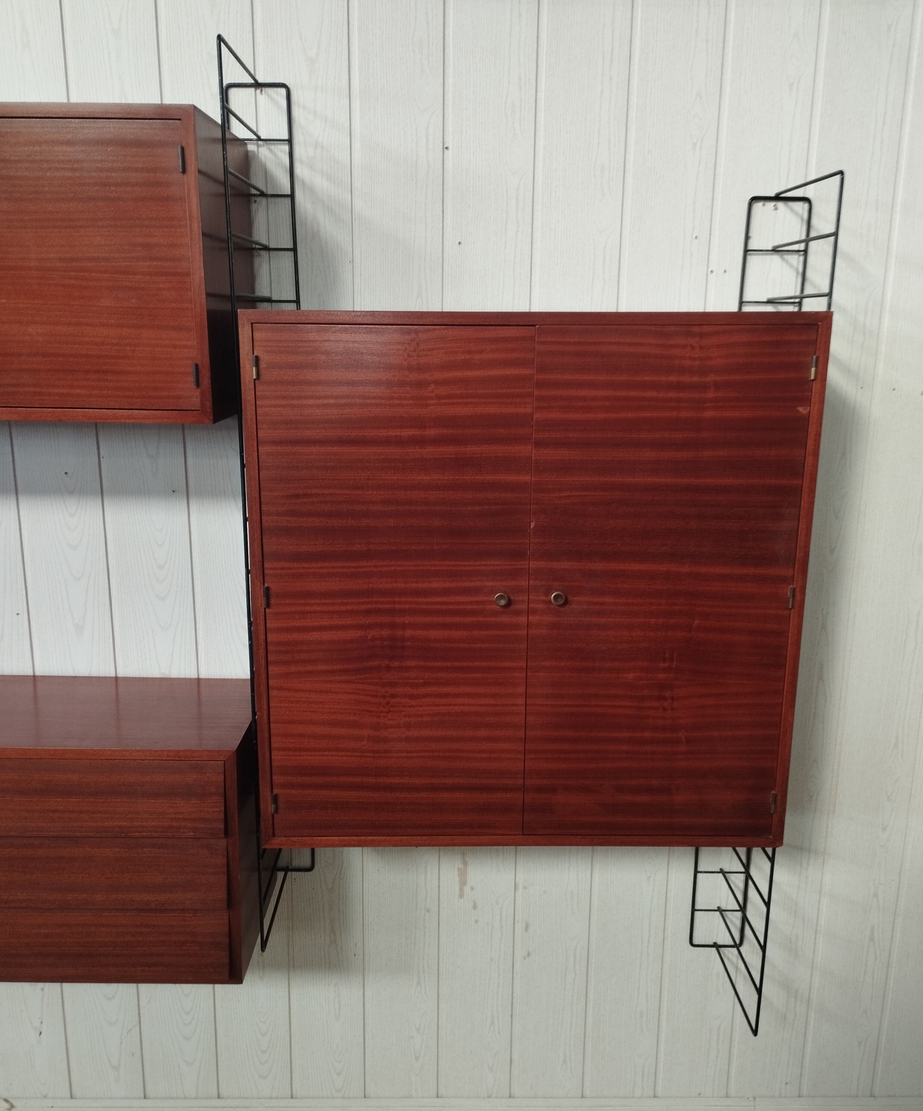 Scandinavian modular teak bookcase shelving system