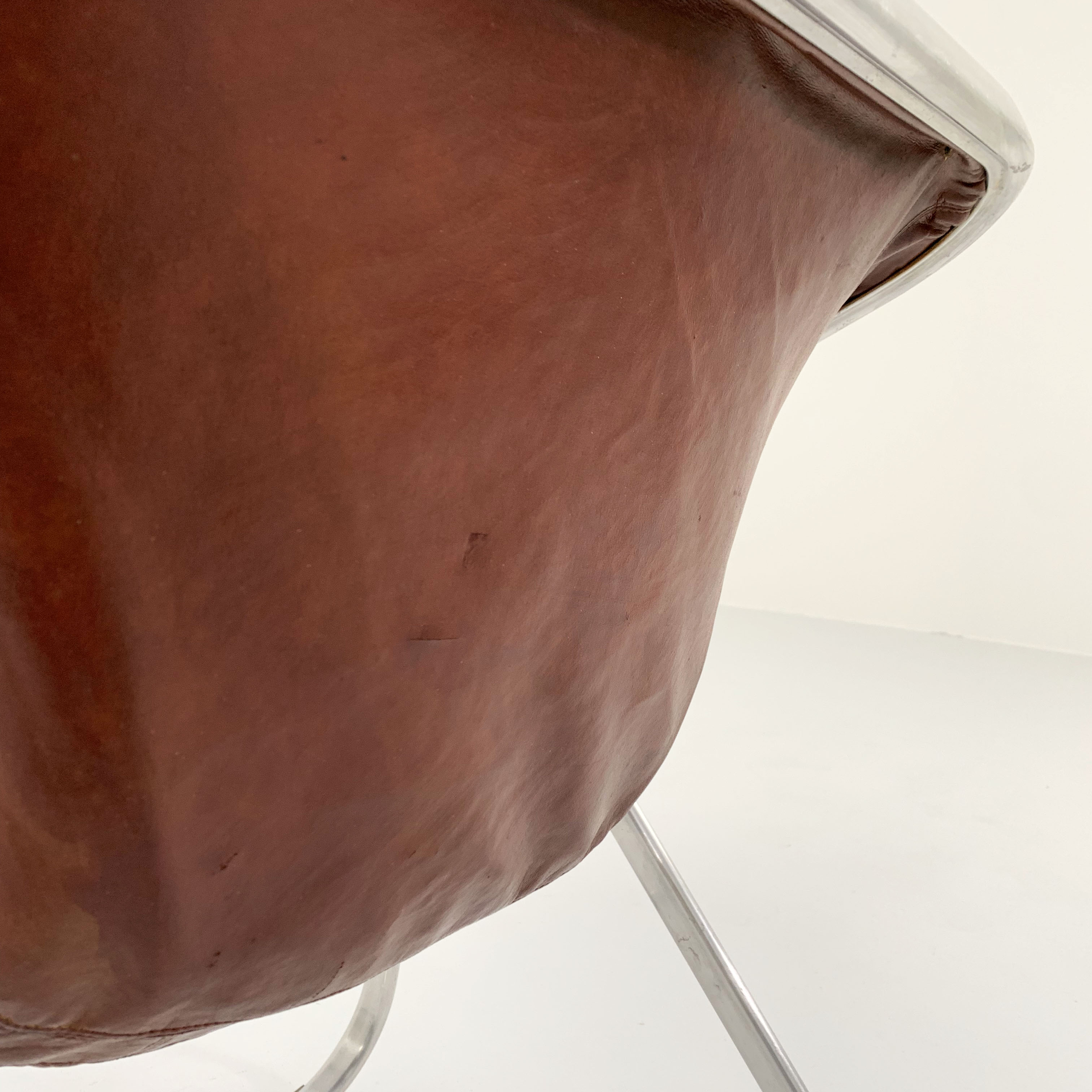 Plona camel leather chair by Giancarlo Piretti for Anonima Castelli, 1970
