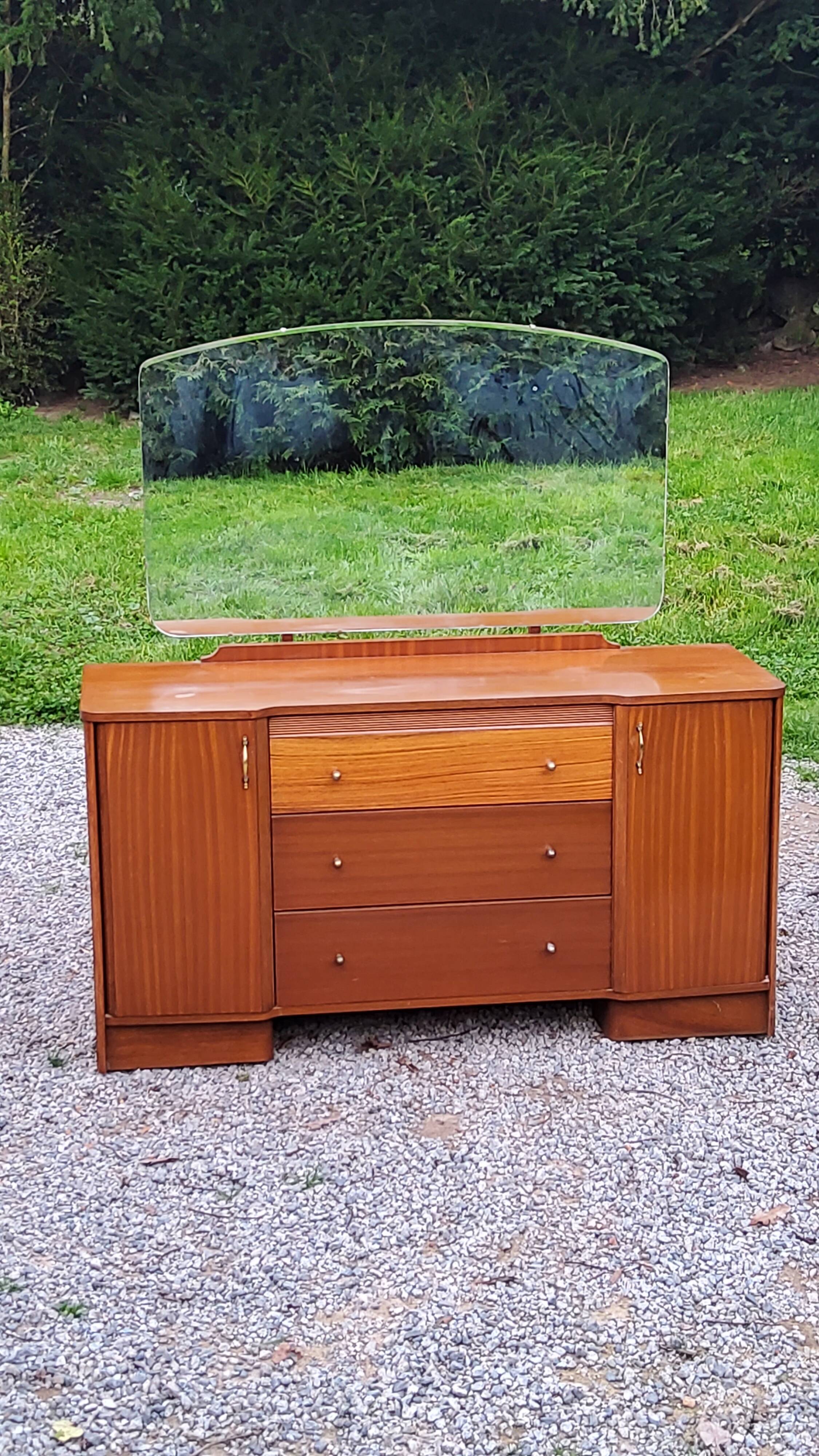 Vintage 1960s mahogany dressing table chest of drawers