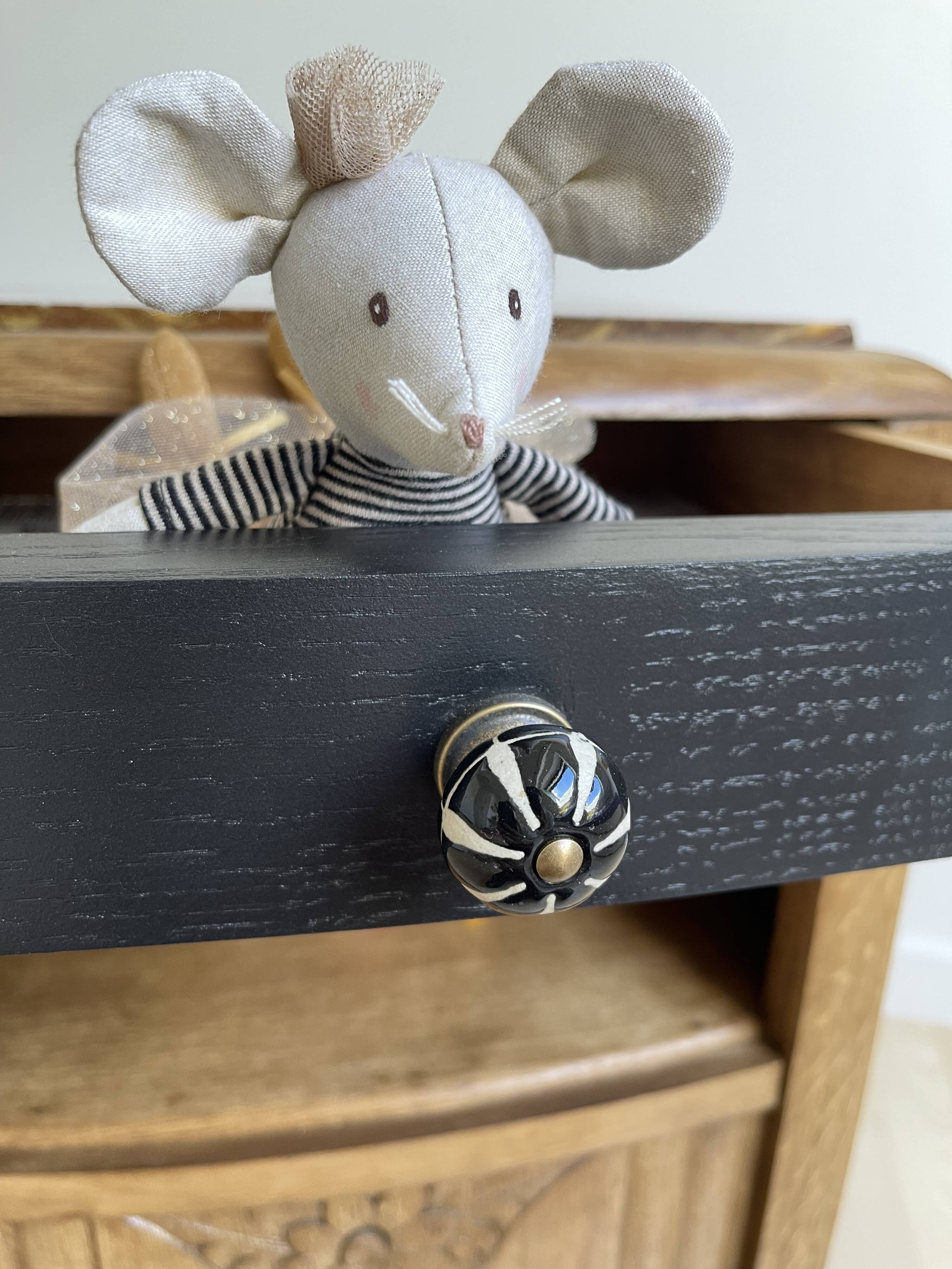 black Art Deco bedside table