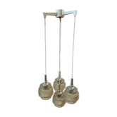Suspension/lustre vintage en verre cascade avec chrome