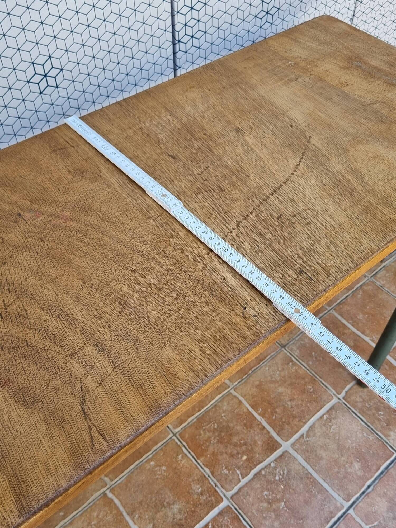 Vintage wooden and metal school desk