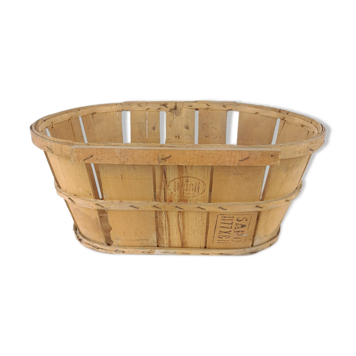 Old brocante wooden grape basket
